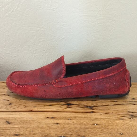 Donald J. Pliner Made in Italy Vesta Red Distressed Driving Mocassins Size 6.5 - Picture 6 of 12